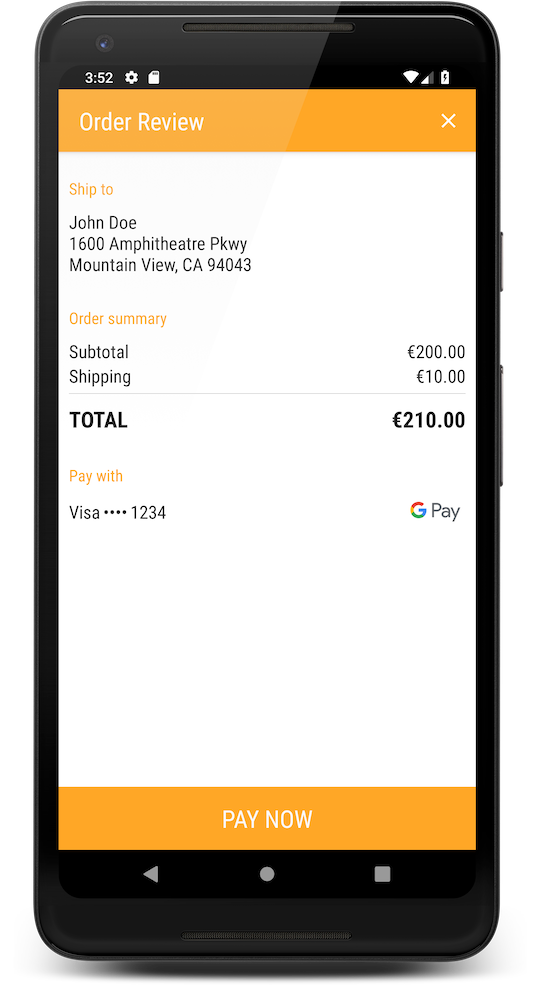 Google Pay Confirmation Page
